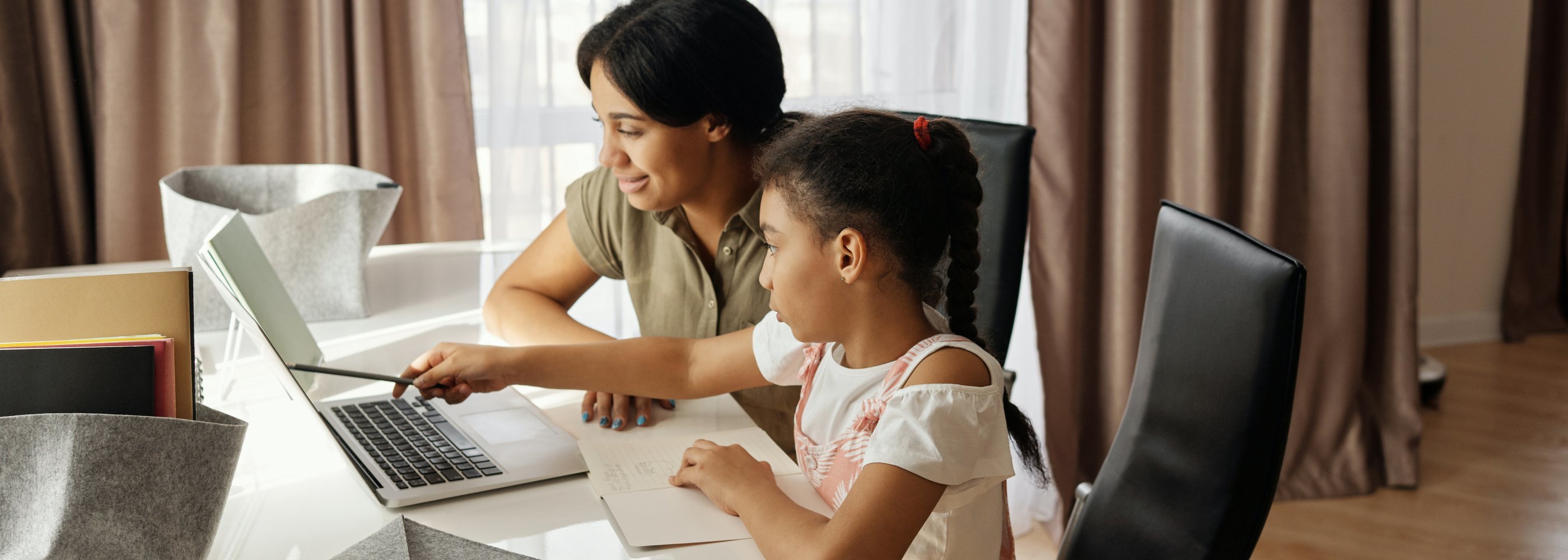 parent and child on computer