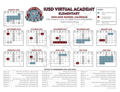 IVA Elementary Calendar